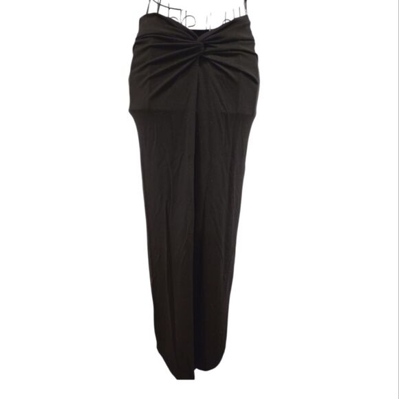 Reformation Maxi Skirt XS Blck Knot Front Slit Lyocell Blend Minimalist Feminine - Picture 1 of 9